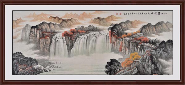 董事長(zhǎng)辦公室設(shè)計(jì)時(shí)掛哪些裝飾畫，可以襯托出品味和修養(yǎng)《江山攬勝圖》